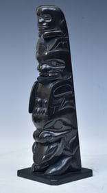 Haida Carved Argillite Totem signed "Gitsgah" (Ron Wilson)