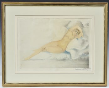 Louis Icart colored etching, "Laughing", 1930
