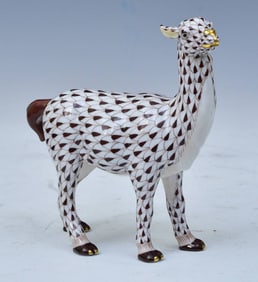 Herend Llama Brown Fishnet Porcelain 15662