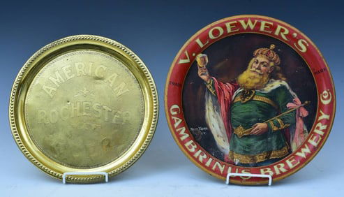 Pair of Pre-Prohibition American Beer Trays including Loewer's