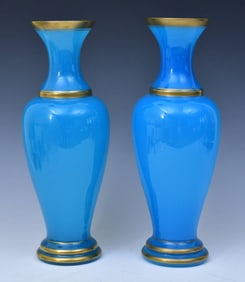 Large Pair of French Opalescent Vases