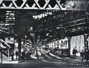 Berenice Abbott (1898-1991) PHOTOGRAPH "Under the El at the Battery, Manhattan"