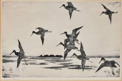 FRANK WESTON BENSON (1862-1951),  Yellowlegs at Dusk