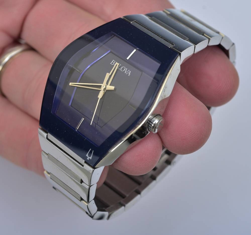 Bulova Modern Gemini Silver with Blue Dial Men's Watch, 39mm (1 of 5)