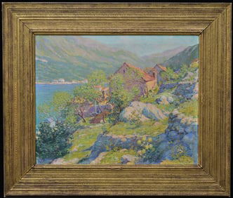 William Chadwick (1879 - 1962) Cottage by a Mountain Lake