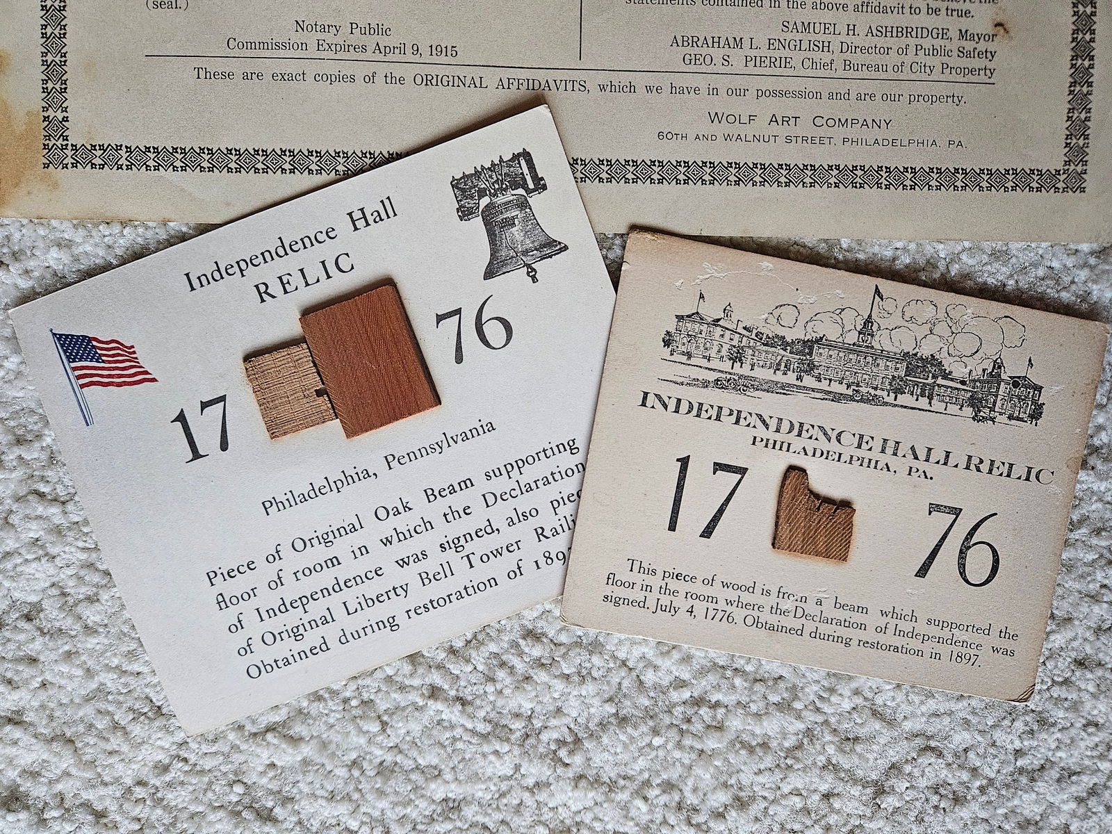 Pair of Independence Hall Relics, Wolf Art (1 of 3)