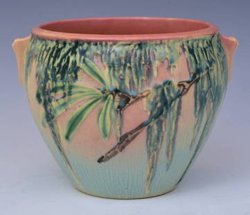 Roseville Pottery "Moss" Pot, form 635-5: Roseville Pottery "Moss" Pot, form 635-5 5" high circa 1930