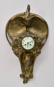 French Art Nouveau Bronze Wall Clock
