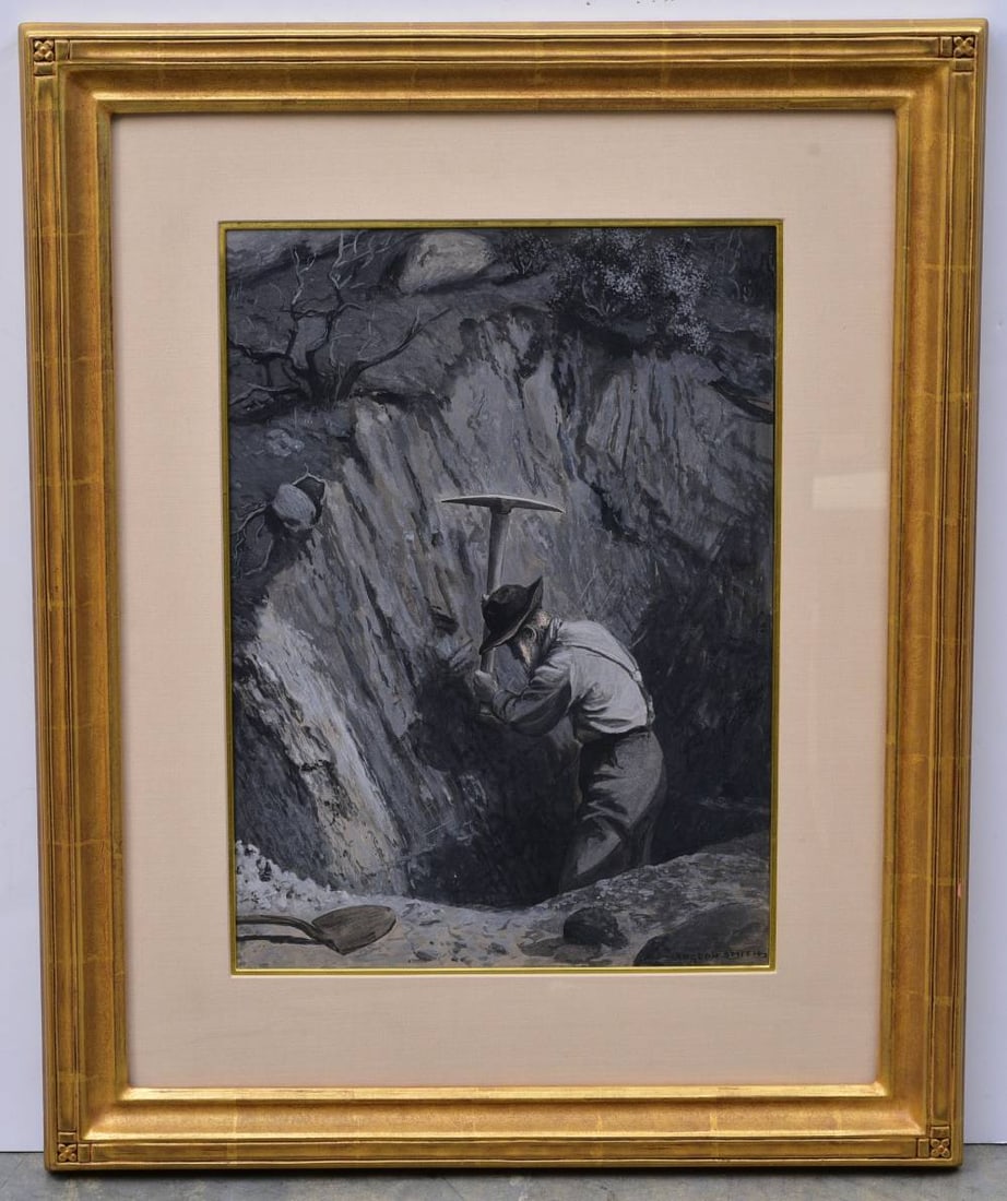 Langdon Smith (1870-1959), The Prospector: Langdon Smith (1870-1959), The Prospector likely an illustration 19"x14" gouache on paperboard framed to 29"x23"with William Karges Fine Art label verso