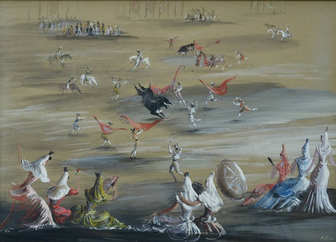 Francesco di Cocco (1900-1989) Surrealist Bull Fight (1 of 3)