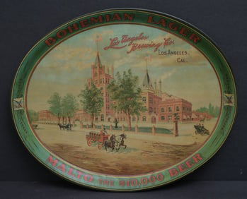 Los Angeles Brewing Company, "Bohemian Lager" Oval Beer Tray