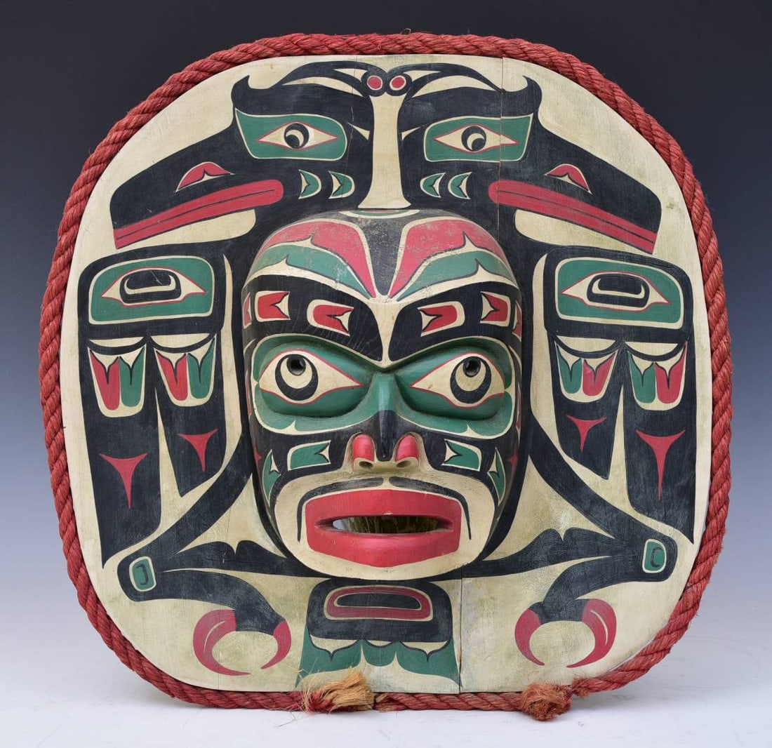 LARGE Northwest Coast Carved Polychromed Mask (1 of 7)