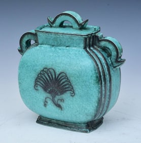 Gustavsberg Art Deco Pottery Covered Jar, designed by Wilhelm Kage