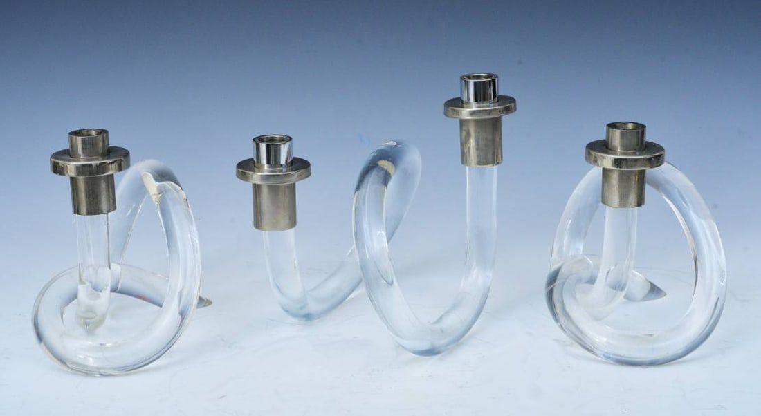 Dorothy Thorpe, set of three lucite Candle Holders (1 of 4)