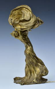 François-Raoul Larche (1860-1912) Gilt Bronze Lamp depicting Loïe Fuller: François-Raoul Larche (1860-1912) Gilt Bronze Lamp depicting Loïe Fuller 13" high impressed with artist's name with foundry mark, "Siot Decauville / Fondeur" circa 1895-1905 ?Here, Larche represents