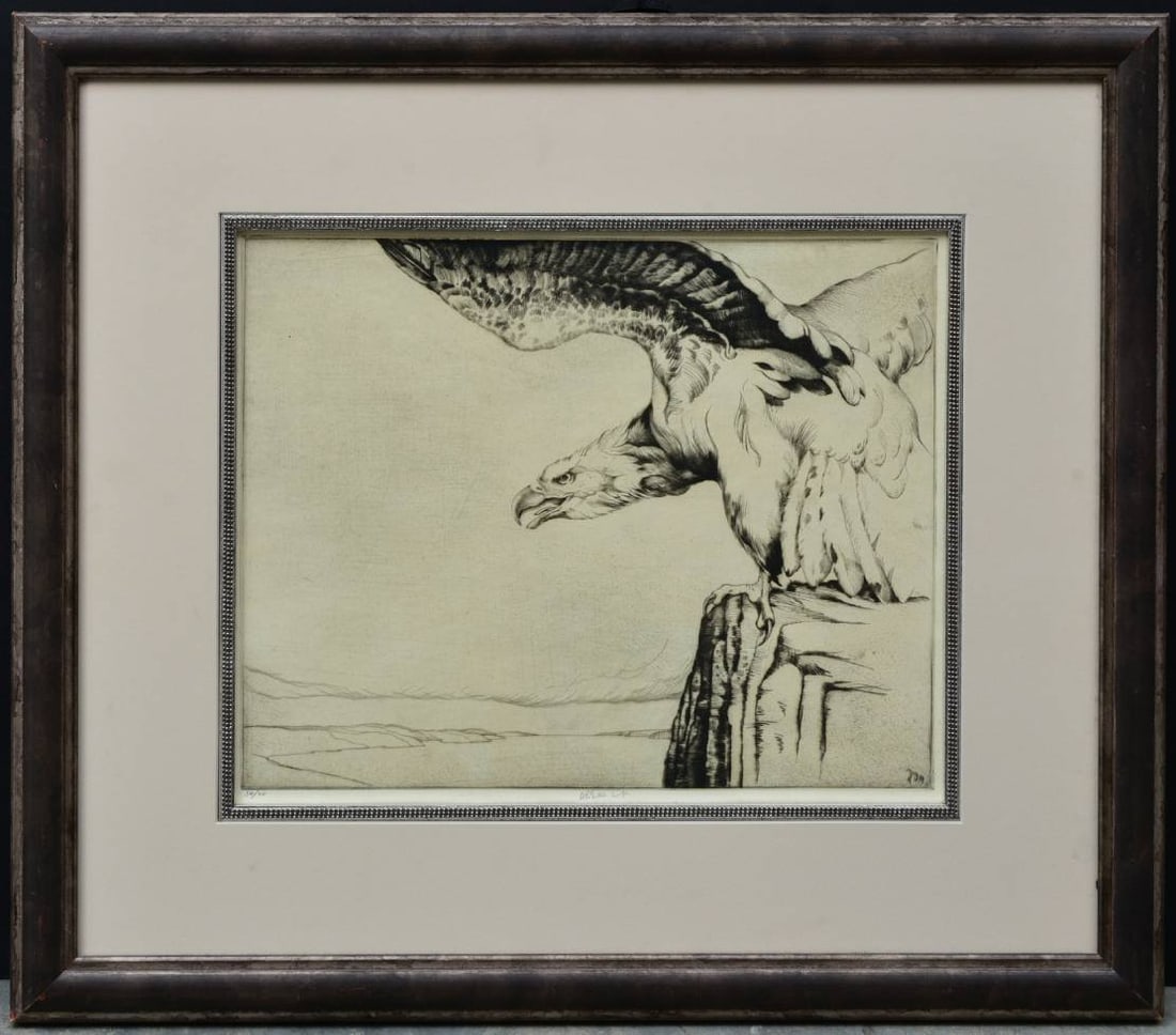 Henry Emerson Tuttle (1890-1946) Etching, Bald Eagle (1 of 3)