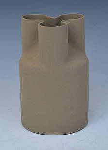 Enzo Mari Modernist Unglazed Porcelain Vase: Enzo Mari Modernist Unglazed Porcelain Vase for Danese, Milan 7 1/2" high late 20th century
