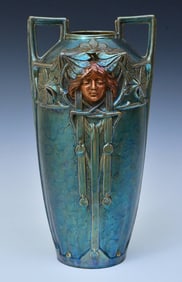 Large Csihalek Bros. "Eozin" Iridescent Art Nouveau Vase