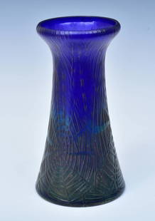 Bohemian Art Glass "Web" Vase: Bohemian Art Glass "Web" Vase 9" high circa 1920