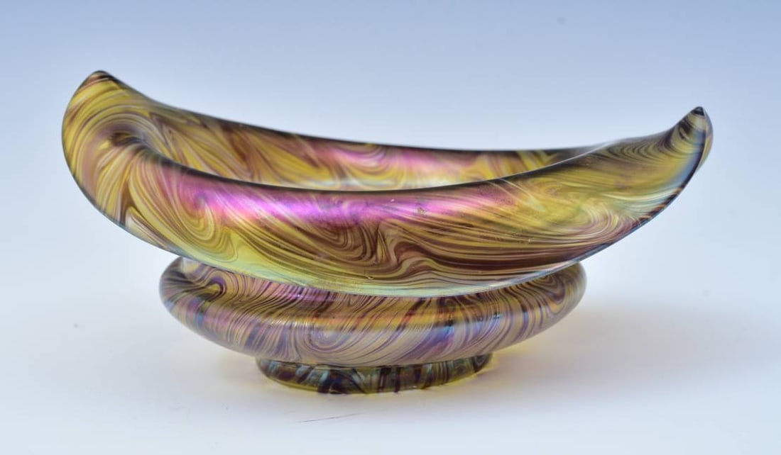 Bohemian Art Glass Swirl Bowl: Bohemian Art Glass Swirl Bowl possibly Loetz 10" diameter, 4 1/2" high circa 1910