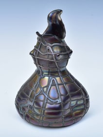 Attributed to Loetz Threaded Irridescent Art Glass Vase