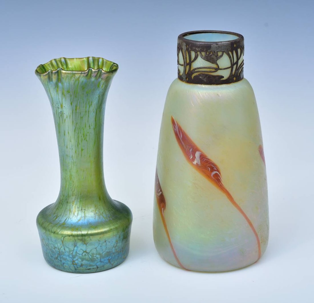 Pair of  Loetz Style Vases (1 of 3)