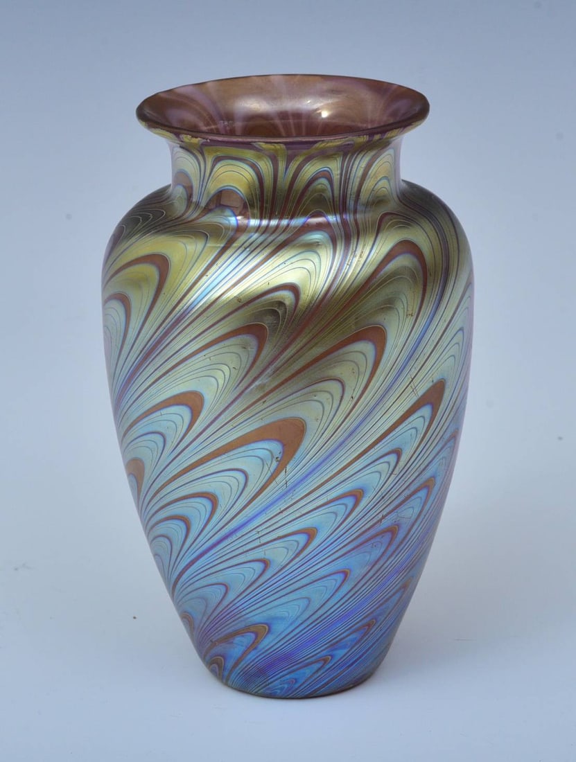 Loetz Gold Swirl Art Glass Vase (1 of 2)