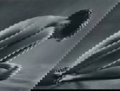 Ruth Bernhard (1905-2006) Folding - large size: Ruth Bernhard (1905-2006), Folding Rare Large Size 15"x19 1/2" Silver Gelatin Print, circa 1980 signed on 24"x30" mount 27"x33" overall with frame ***SHIPPING PRICE IS WITHOUT FRAME DUE TO LARGE SIZE
