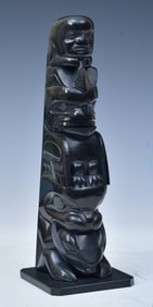 Haida Carved Argillite Totem signed "Gitsgah" (Ron Wilson)