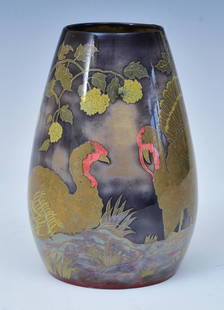 Zsolnay Pecs Irridescent "Eozin" Turkey Vase: Zsolnay Pecs Irridescent "Eozin" Turkey Vase 6 1/2" high, 4 1/2" diameter marked on bottom circa 1920