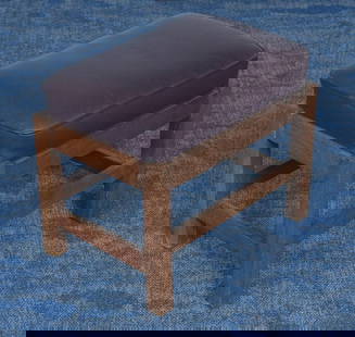 L & J.G. Stickley Oak Footstool: L & J.G. Stickley Oak Footstool with later leather top 20"x 14"x 16 1/2" signed with decal on stretcher circa 1910 *** 3rd party shipping or pick-up from our Scotts Valley offices ***