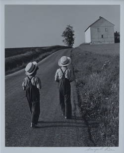 George Tice  (1938-2025). Two Amish Boys, 1962: George Tice (1938-2025). Two Amish Boys, 1962 9 1/2" x 7 1/2" silver gelatin print mounted to 14"x11" and matted to 17"x14" signed lower right unframed