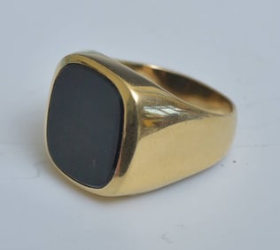 18k Gold Black Tiger's Eye Gent's Ring