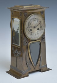 Secessionist Copper Mantle Clock, retailed by Herpy Arnold