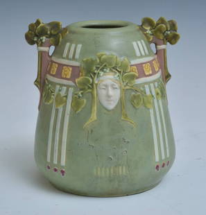 Secessionist Art Pottery Vase: Secessionist Art Pottery Vase 8" high, 7" diameter impressed "5603 / 2" on bottom unsigned circa 1900