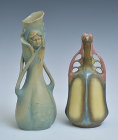 Pair of Art Nouveau Vases, one marked Amphora Elite