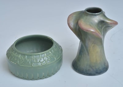 Amphora Pottery Vase and Austrian Modernist Pottery Bowl
