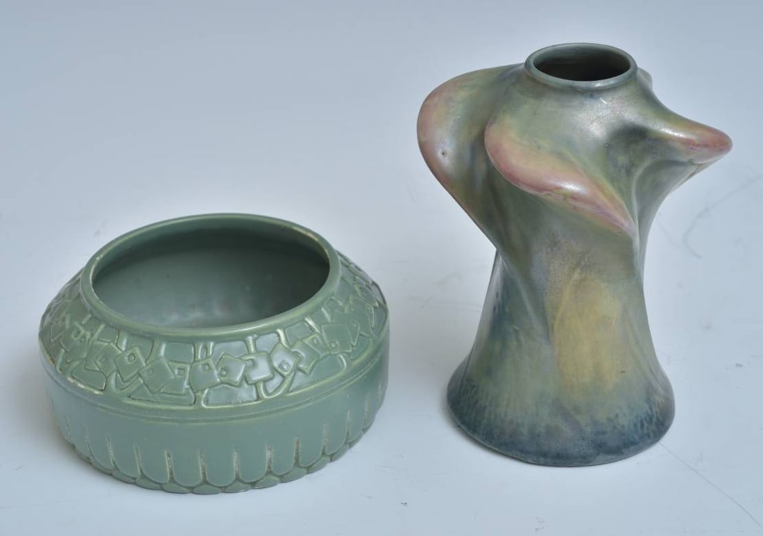 Amphora Pottery Vase and Austrian Modernist Pottery Bowl (1 of 4)