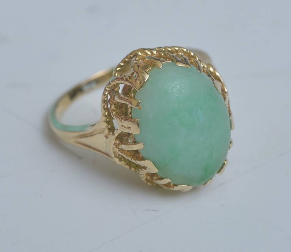 14k Gold Green Jade Ring (1 of 2)