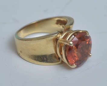 14k Gold Orange Citrine Ring
