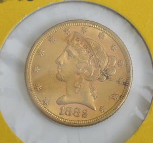 1882 Five Dollar Liberty Gold Coin