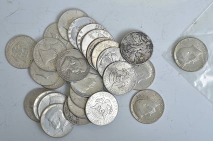 Twenty-Six Silver American Half Dollars- 1964 and Older