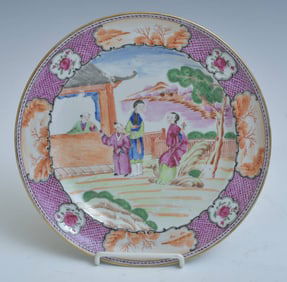 Chinese Export Plate with figures, 9 5/8", 18th century