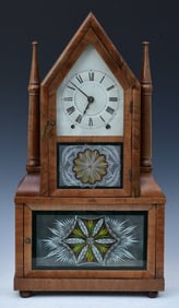 Birge-Fuller Wagon Spring Double Candlestick Steeple Mantle Clock