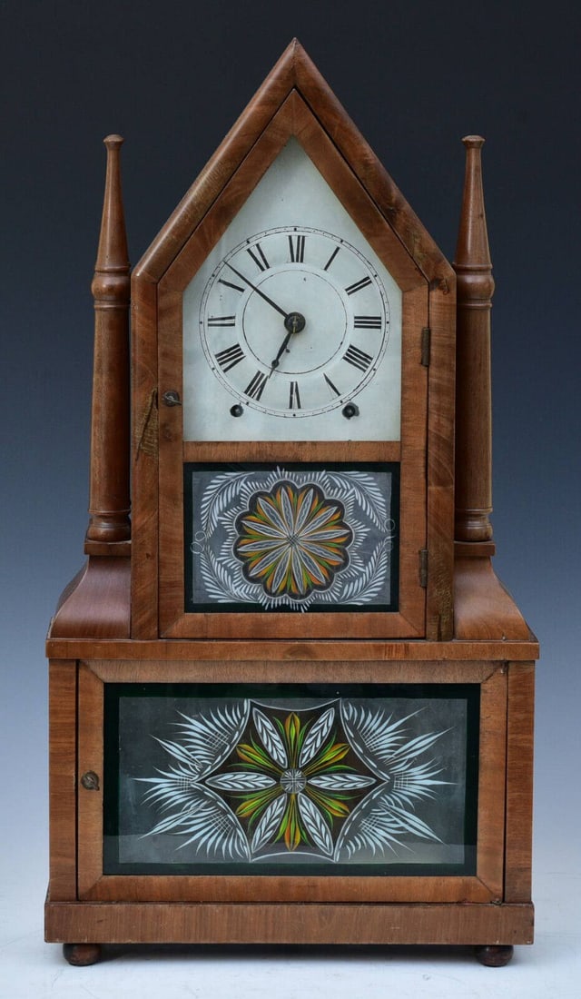 Birge-Fuller Wagon Spring Double Candlestick Steeple Mantle Clock (1 of 8)