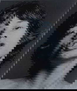 Francesco Scavullo original photograph, MICK JAGGER Rolling Stones-large size: LARGE Francesco Scavullo original photograph, MICK JAGGER 21"x17" sight, framed to 29 3/4" x 25 3/4" with Scavullo Estate backstamp verso signed by Sean Byrnes and dated 2004, from an edition of 150 M