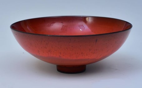James Lovera (1920-2015)  Footed Pottery Bowl with Red Glaze