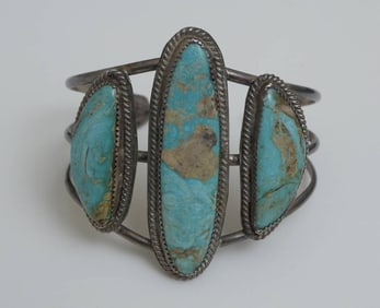 Native American Silver Turquoise Cuff Bracelet