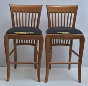 Pair of Italian Cherrywood Stools, Antonio Sibau