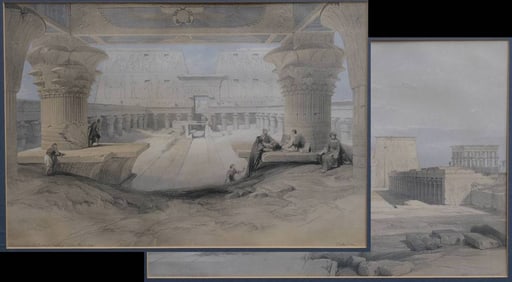 David Roberts, pair of original lithographs, Egypt, 1847